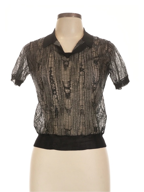 Maison Martin Margiela Tops - MAISON MARGIELA Open Ladder Knit Textured Distressed Polo Black VGUC
